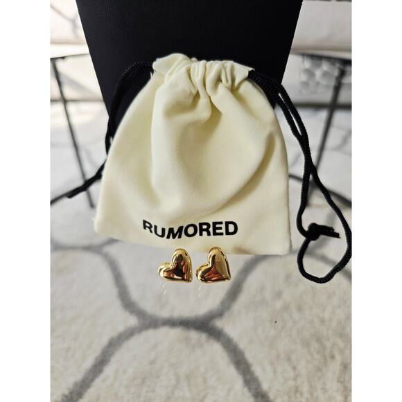 Rumored Gold Heart Post Earrings New - Picture 1 of 2